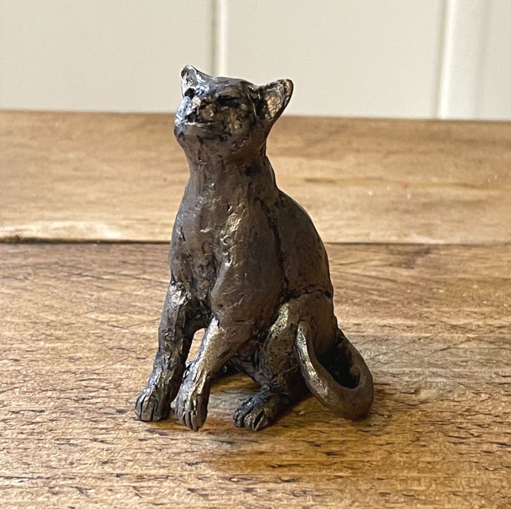 Cilla Cat Sitting Frith Bronze Sculpture  Miniature *NEW* by Thomas Meadows