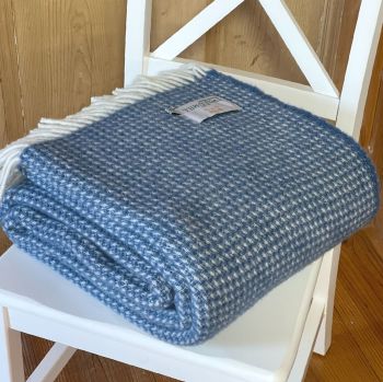 Tweedmill Soft Waffle Blue Jay Pure New Wool Large Throw or Blanket