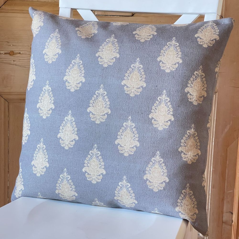 Linen mix Cushion in Chelsea Blue/Grey