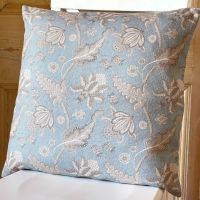 Linen mix Flower Garden Cushion - Dusky Blue