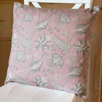 Linen mix Flower Garden Cushion - Blush Pink