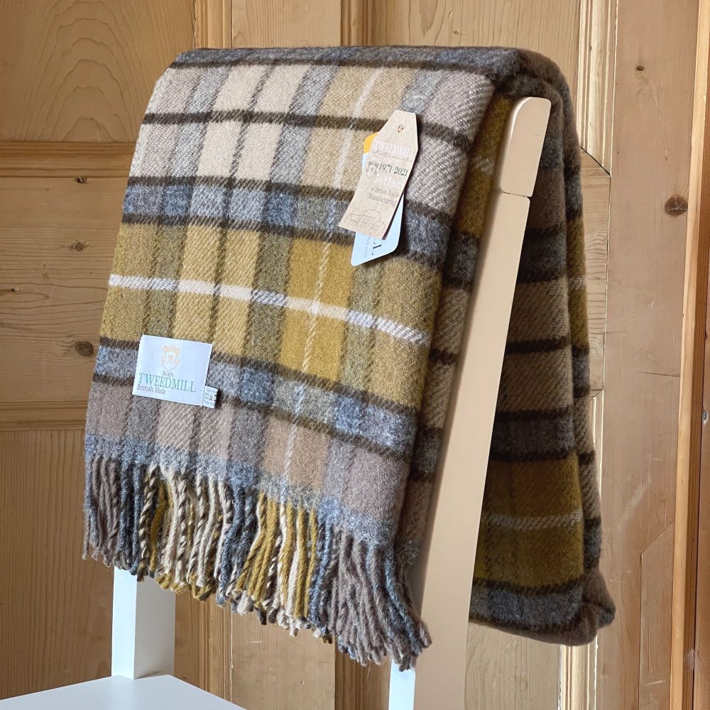 Tweedmill Natural Buchanan Beige Check Travel Rug / Blanket / Throw / Picni