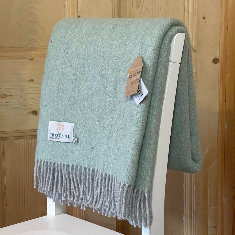 Tweedmill Laurel Green & Silver Grey Knee Rug or Small Blanket Throw Pure N