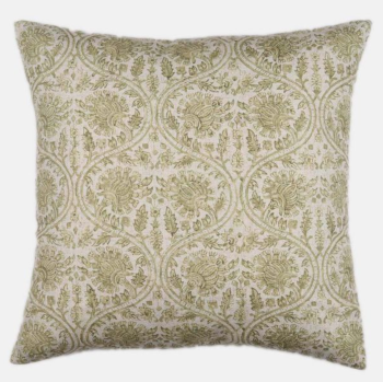Linen mix Tranquility Cushion - Pale Lime & Vintage White