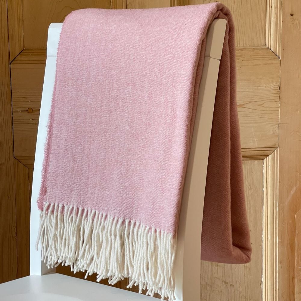 Pale Dusky Pink Pure New Wool Throw