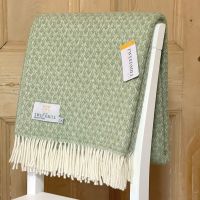 Tweedmill Fern Green Crescent Pure New Wool Throw Blanket