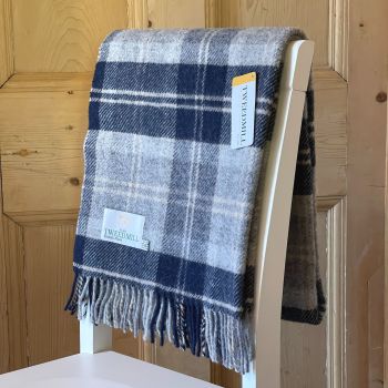 Tweedmill Tartan Bannockbane Navy Knee Rug or Small Blanket Pure New Wool