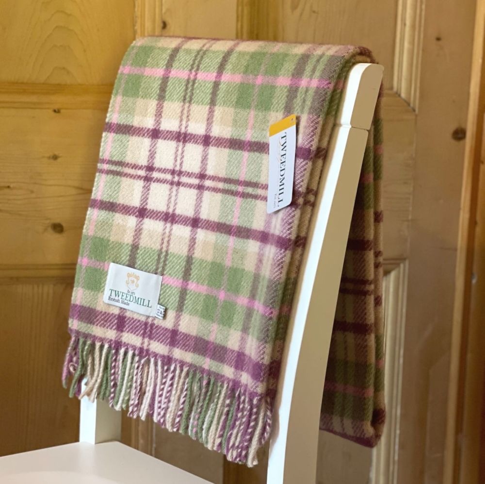 Tweedmill Country Cottage Check Pink Knee Rug or Small Blanket Pure New Woo