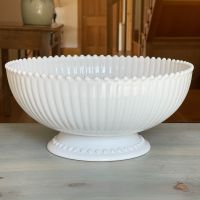 Large Footed Stoneware Centrepiece Bowl /Fruit Bowl - White
