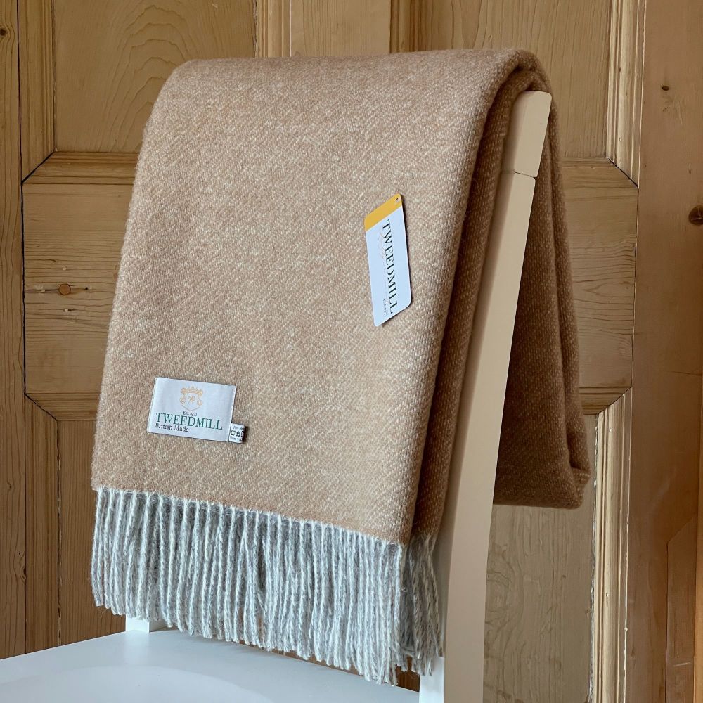 Tweedmill Dartmoor Pure New Wool Throw Blanket Desert Brown