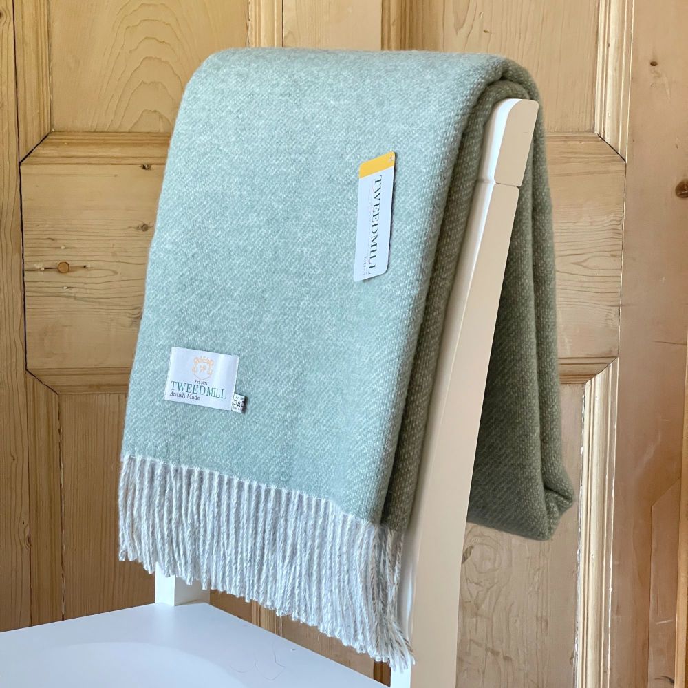 Tweedmill Dartmoor Pure New Wool Throw Blanket Ice Green