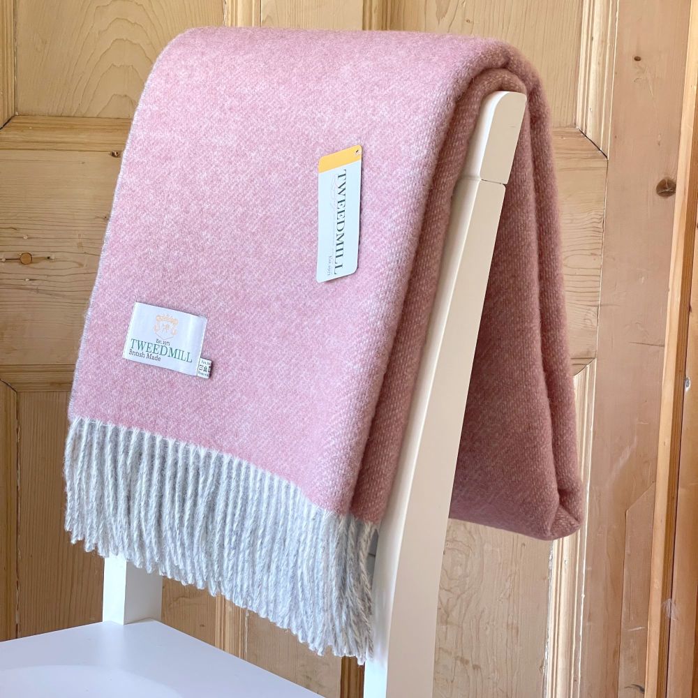 Tweedmill Dartmoor Pure New Wool Throw Blanket Sunken Pink
