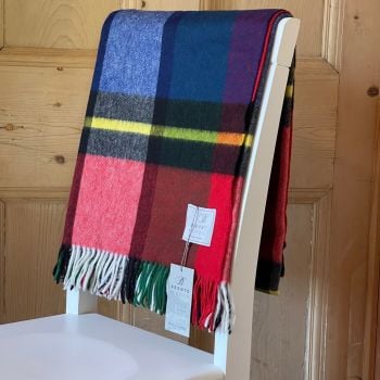 BRONTE by Moon Multi Check Bright Plaid Throw in Supersoft Merino Lambswool