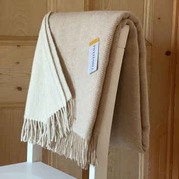 Tweedmill Moorland Pure New Wool Throw Blanket Vintage Beige/Cream