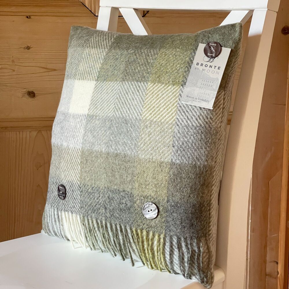 BRONTE by Moon Cushion - Woodale Olive Check Shetland Pure New Wool