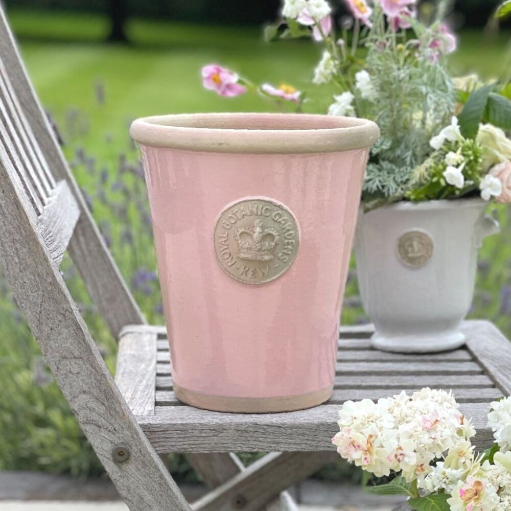 Kew Long Tom Pot in Powder Pink - Royal Botanic Gardens Plant Pot - Large