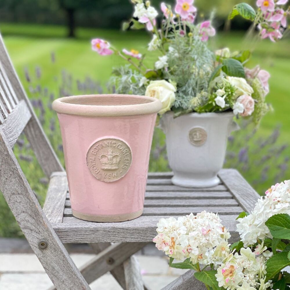 Kew Long Tom Pot in Powder Pink - Royal Botanic Gardens Plant Pot - Medium