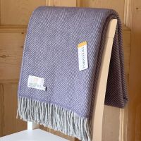 Tweedmill Lavender & Silver Herringbone Pure New Wool Throw Blanket