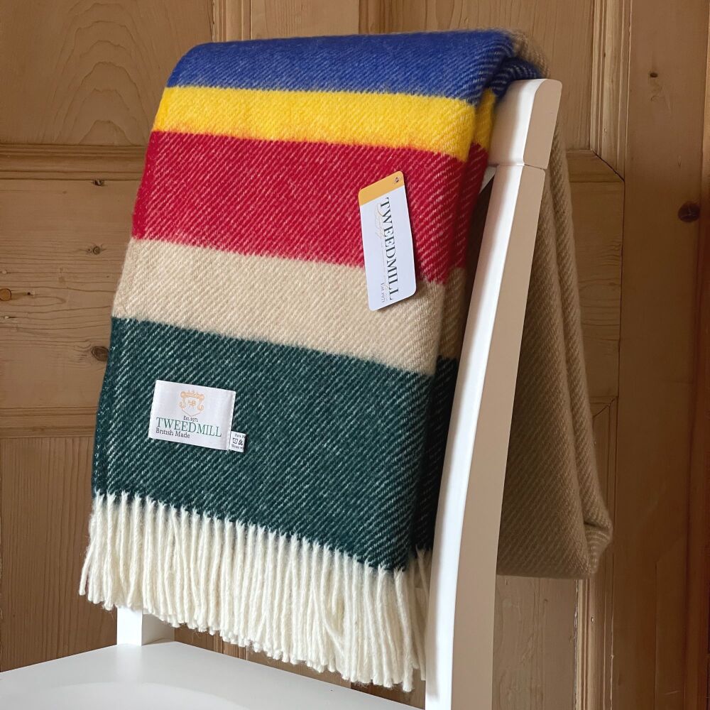Tweedmill  Alaska Stripe Pop Pure New Wool Throw Blanket