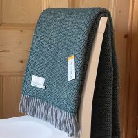 Tweedmill Beehive Emerald/Grey Pure New Wool Throw/Blanket - Extra Large