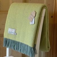 Tweedmill Lemon & Ocean Herringbone Pure New Wool Throw Blanket