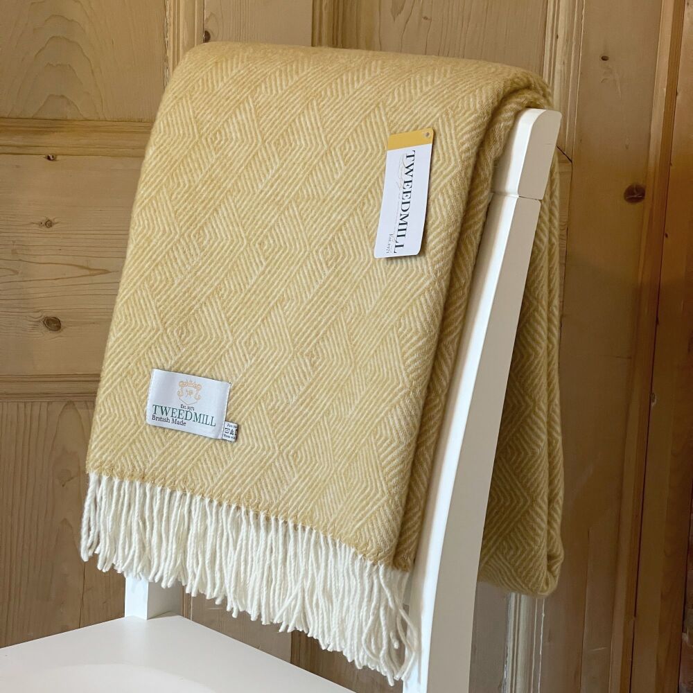 Tweedmill Lemon Tuscan Yellow Delamere Pure New Wool Throw / Blanket