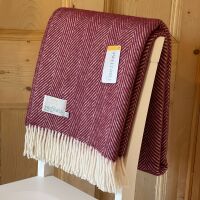 Tweedmill Rosewood Herringbone Pure New Wool Throw Blanket