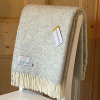 Tweedmill Silver Grey Honeycomb Weave Pure New Wool Throw Blanket