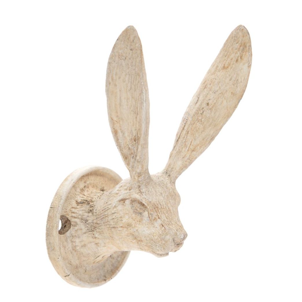 Hare Head Coat Hook in Metal - Cream