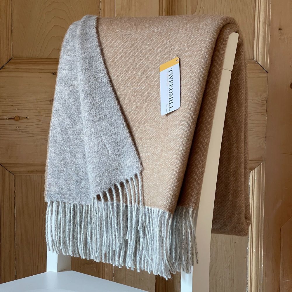 Tweedmill Dartmoor Knee Rug or Small Blanket Throw Pure New Wool - Desert B