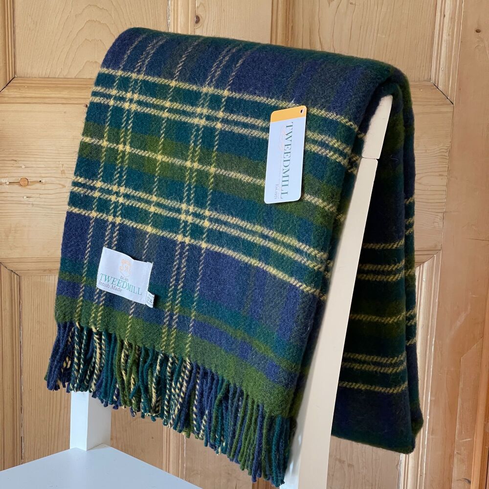 Tweedmill Forest Tartan Check Blue Throw / Travel Rug / Blanket