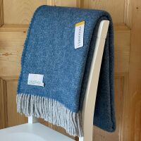 Tweedmill Ink Blue Boa Pure New Wool  Large Throw Blanket