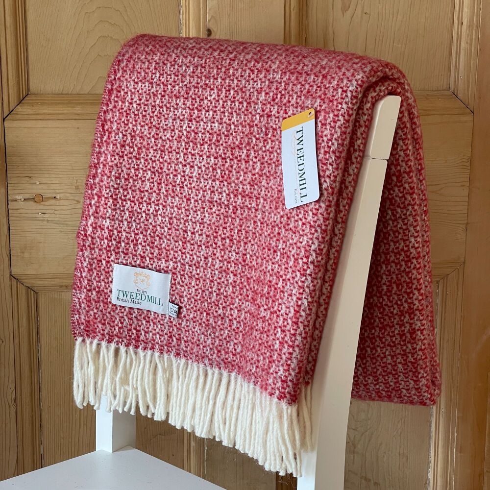 Tweedmill Red & Silver Ascot Pure New Wool Throw Blanket