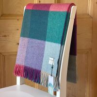 BRONTE by Moon St Davids Merino Lambswool Throw / Blanket - Lavender & Teal