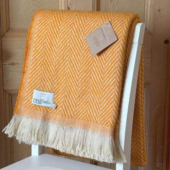 Tweedmill Recycled Herringbone Heavyweight LARGE Throw / Blanket  - Orange