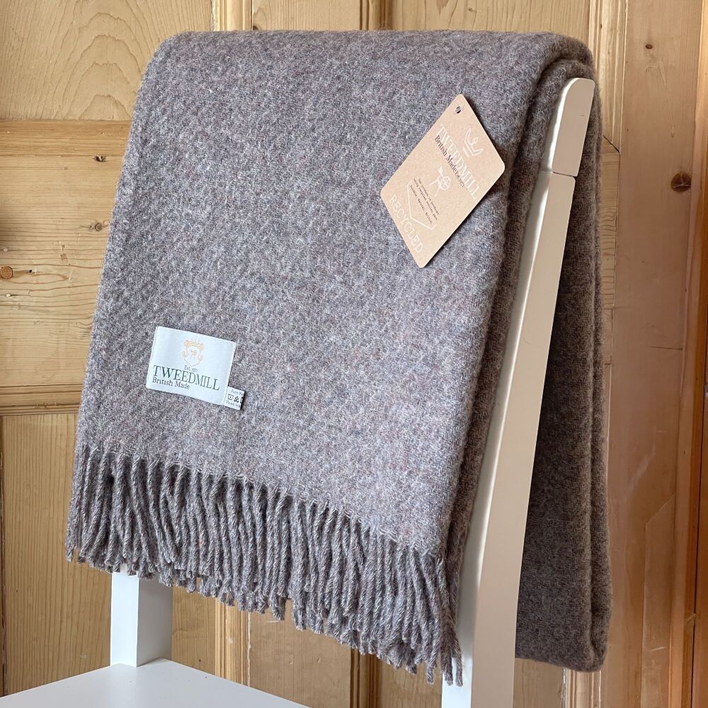 Tweedmill Rustic Recycled Almond All Wool Throw or Blanket