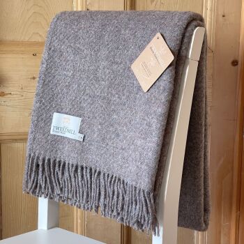 Tweedmill Rustic Recycled Almond Grey All Wool Throw or Blanket
