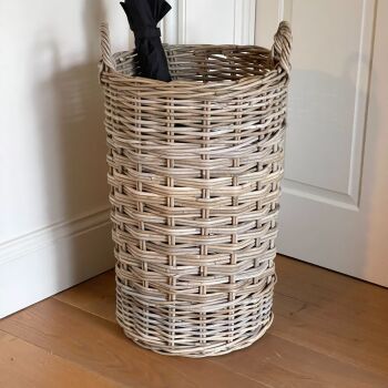 Rattan Wicker Round Umbrella Stand in Natural - Large