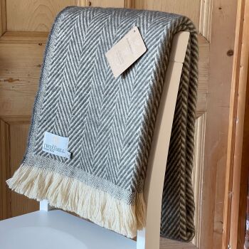 Tweedmill Recycled Herringbone Heavyweight LARGE Throw / Blanket  - Dark Grey