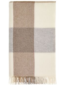 BRONTE by Moon Block Islay Natural Beige Check Throw in super soft Merino Lambswool