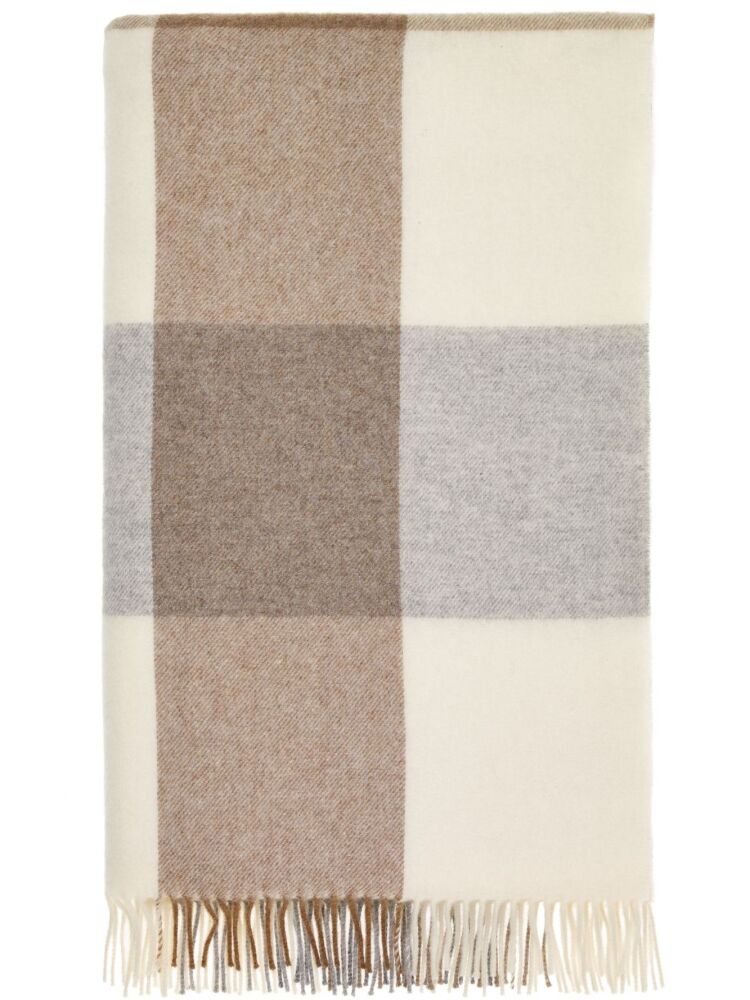 BRONTE by Moon Block Islay Natural Beige Check Throw in super soft Merino L