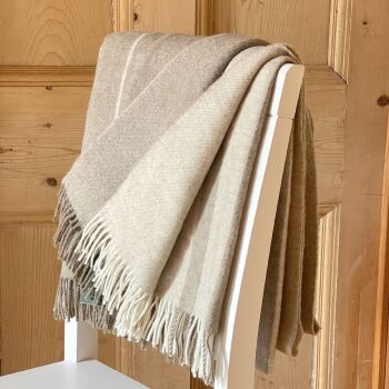BRONTE by Moon Claremont Natural Beige Throw in Supersoft Merino Lambswool