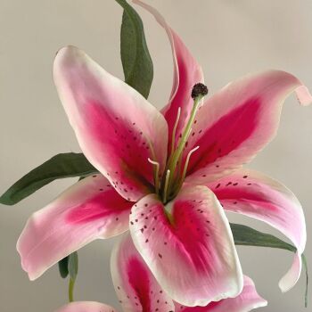 Faux Silk Lily Stem in Pink - 35 cm