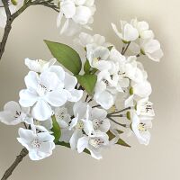 Faux Silk Cherry Blossom Large Spray in White - 119 cm
