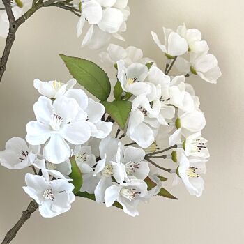 Faux Silk Cherry Blossom Large Spray in White - 119 cm