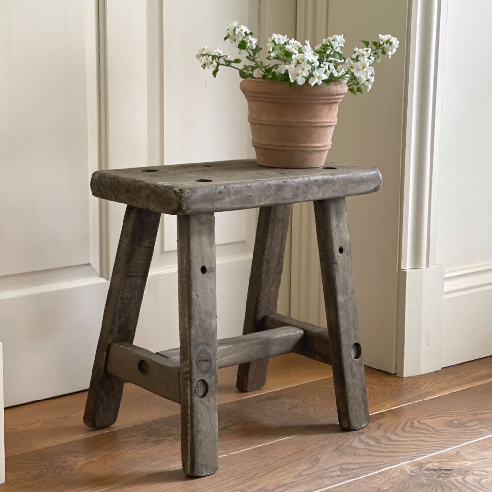 Rustic Vintage Style Small Wooden Stool