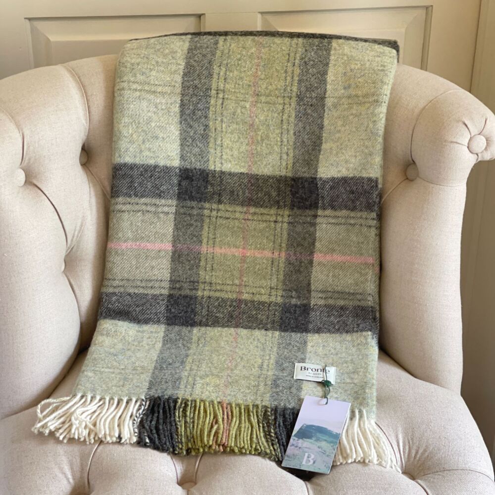 BRONTE by Moon Skye Shetland Wool Throw/Blanket - Green