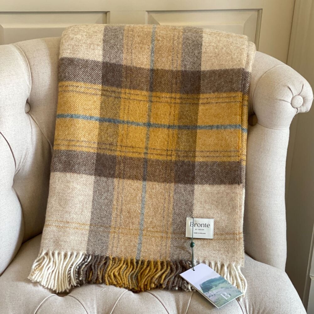 BRONTE by Moon Skye Shetland Wool Throw/Blanket - Gold