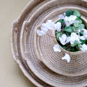 Rattan Round Tray with Handles