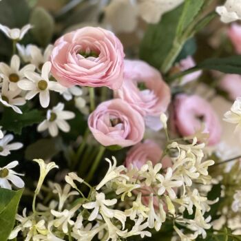 Faux Ranunculus Spray in Delicate Pale Pink -  67 cm